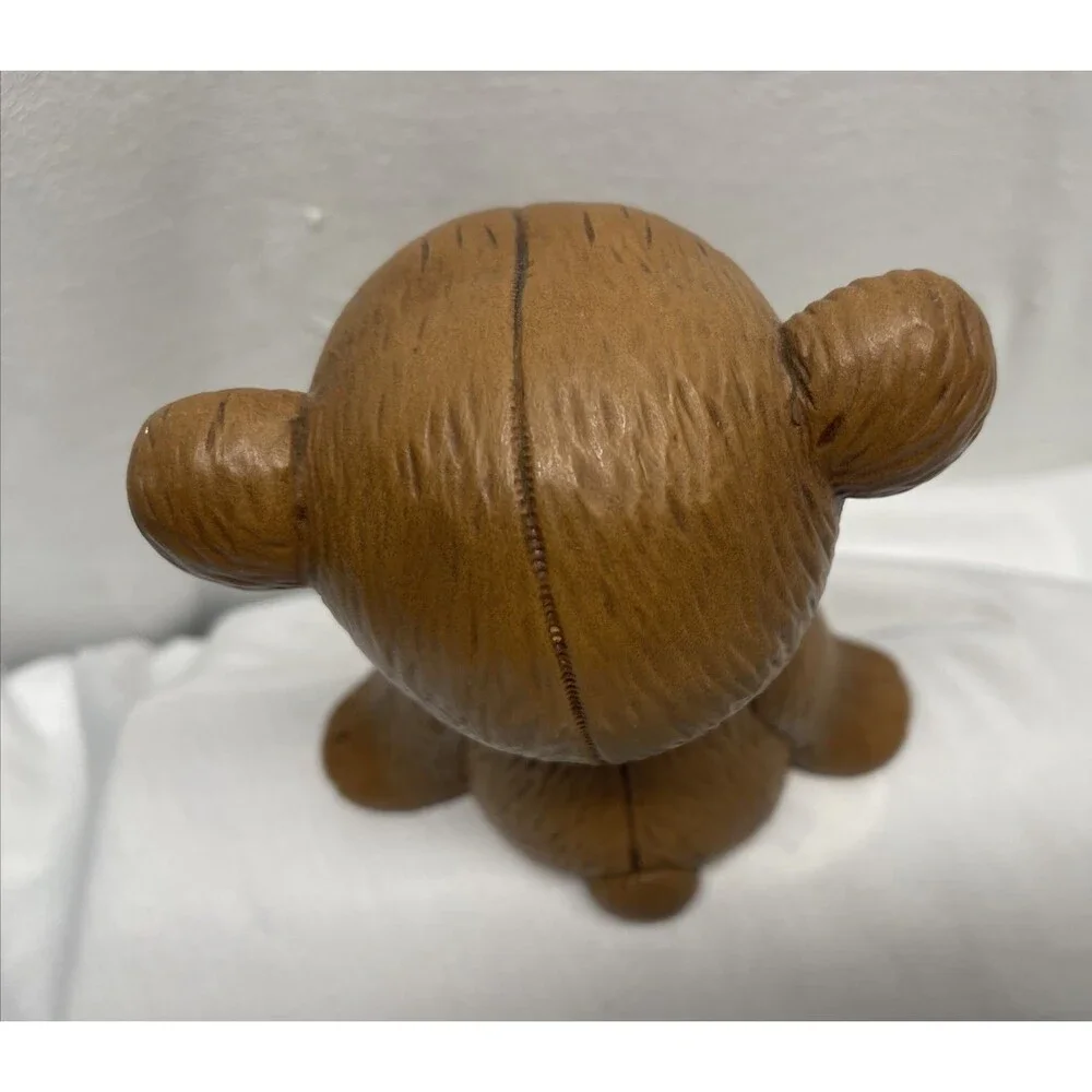 Vintage 1980's BROWN TEDDY BEAR RED BOW Shelf Sitter 8” Tall Child’s Room Decor